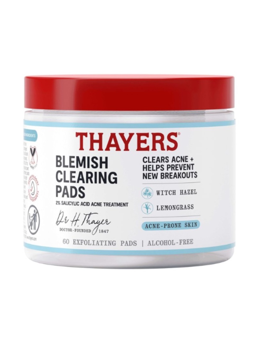 Thayers Blemish Clearing Pads 60 exfoliating pads alcohol free New